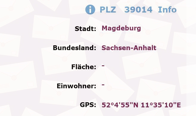 Postleitzahl 39014 Magdeburg, Sachsen-Anhalt Information