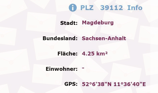 Postleitzahl 39112 Magdeburg, Sachsen-Anhalt Information