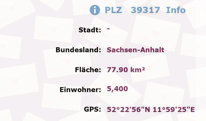 Postleitzahl 39317 Sachsen-Anhalt Information