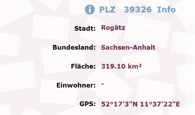 Postleitzahl 39326 Rogätz, Sachsen-Anhalt Information