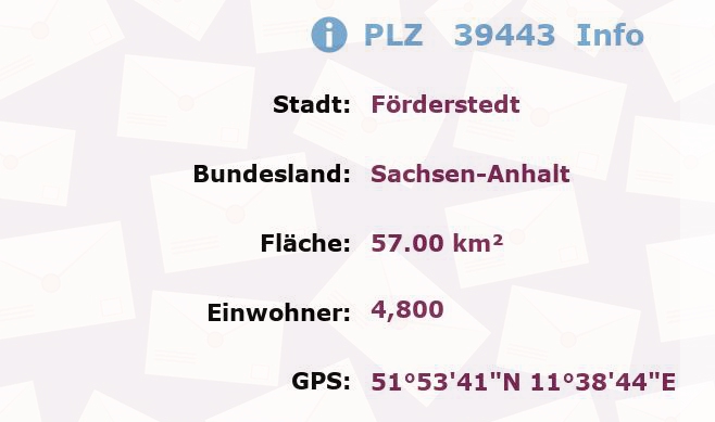 Postleitzahl 39443 Förderstedt, Sachsen-Anhalt Information