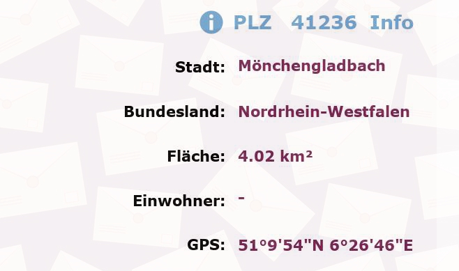 Postleitzahl 41236 Mönchengladbach, Nordrhein-Westfalen Information