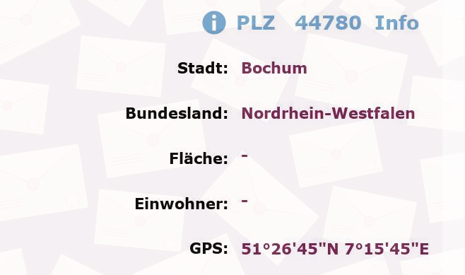 Postleitzahl 44780 Bochum, Nordrhein-Westfalen Information
