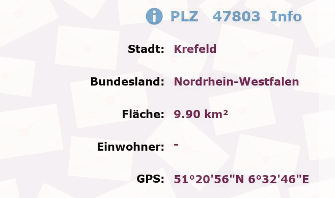 Postleitzahl 47803 Krefeld, Nordrhein-Westfalen Information