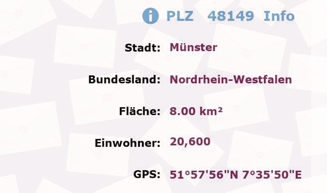 Postleitzahl 48149 Münster, Nordrhein-Westfalen Information