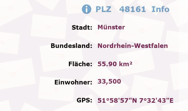 Postleitzahl 48161 Münster, Nordrhein-Westfalen Information