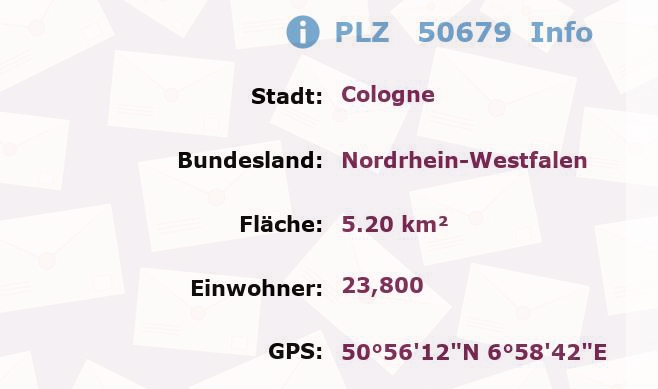 Postleitzahl 50679 Köln, Nordrhein-Westfalen Information