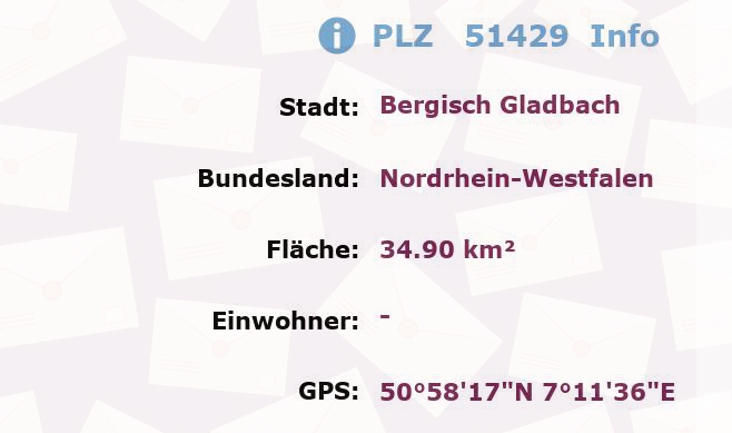 Postleitzahl 51429 Bergisch Gladbach, Nordrhein-Westfalen Information