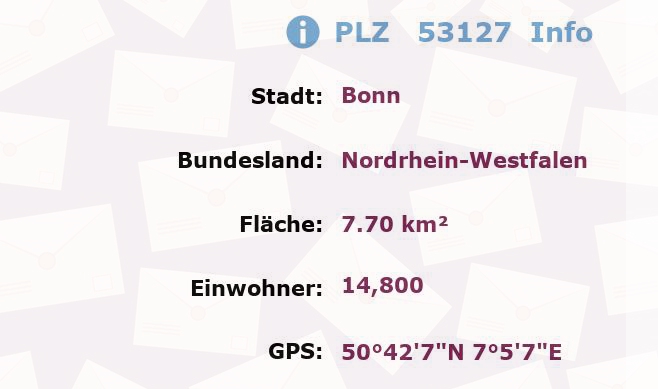 Postleitzahl 53127 Bonn, Nordrhein-Westfalen Information