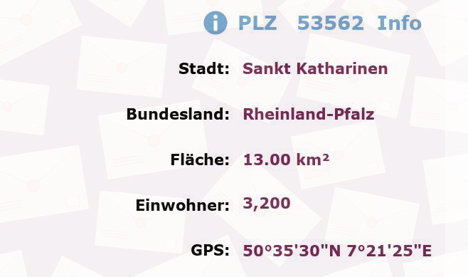 Postleitzahl 53562 Sankt Katharinen, Rheinland-Pfalz Information