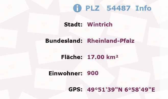 Postleitzahl 54487 Wintrich, Rheinland-Pfalz Information