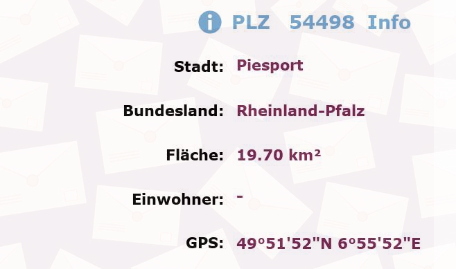 Postleitzahl 54498 Piesport, Rheinland-Pfalz Information