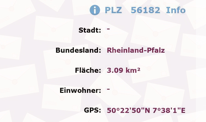 Postleitzahl 56182 Rheinland-Pfalz Information