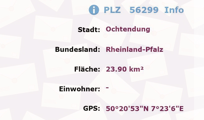 Postleitzahl 56299 Ochtendung, Rheinland-Pfalz Information