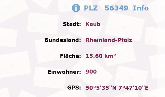 Postleitzahl 56349 Kaub, Rheinland-Pfalz Information