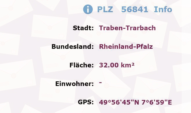 Postleitzahl 56841 Traben-Trarbach, Rheinland-Pfalz Information