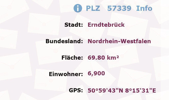 Postleitzahl 57339 Erndtebrück, Nordrhein-Westfalen Information