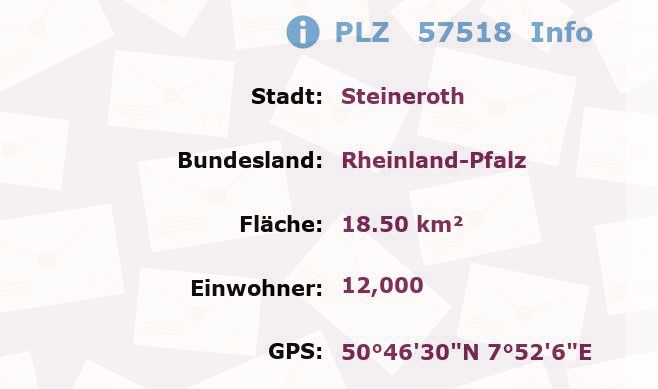 Postleitzahl 57518 Steineroth, Rheinland-Pfalz Information