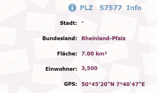 Postleitzahl 57577 Rheinland-Pfalz Information