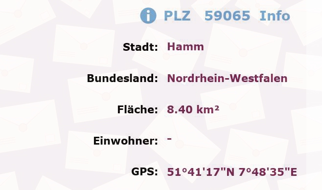 Postleitzahl 59065 Hamm, Nordrhein-Westfalen Information