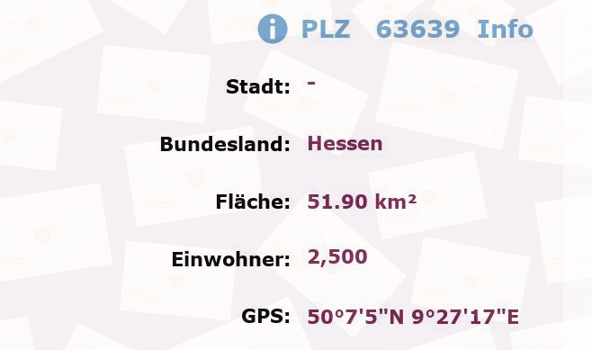 Postleitzahl 63639 Hessen Information