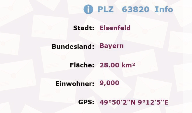 Postleitzahl 63820 Elsenfeld, Bayern Information