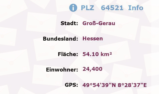 Postleitzahl 64521 Groß-Gerau, Hessen Information