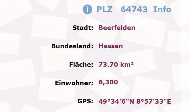 Postleitzahl 64743 Beerfelden, Hessen Information