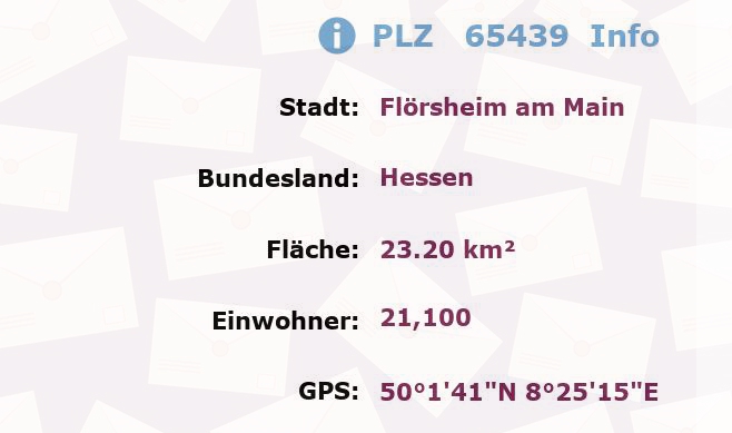 Postleitzahl 65439 Flörsheim am Main, Hessen Information