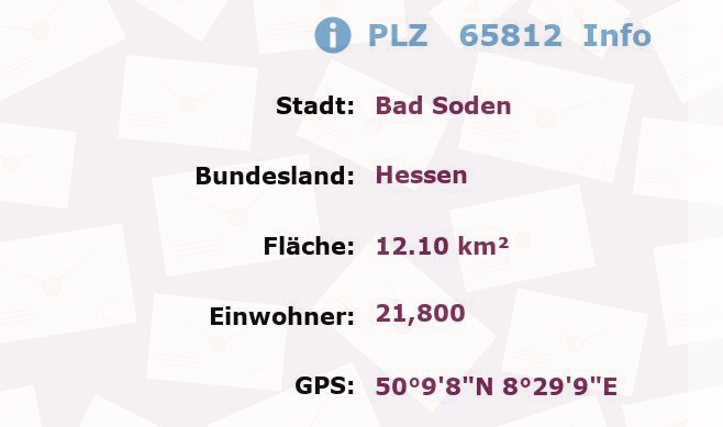 Postleitzahl 65812 Bad Soden, Hessen Information