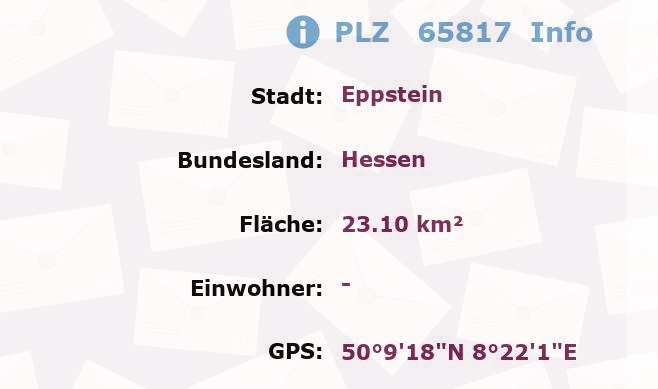 Postleitzahl 65817 Eppstein, Hessen Information