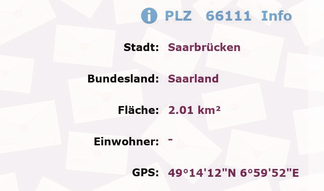 Postleitzahl 66111 Saarbrücken, Saarland Information