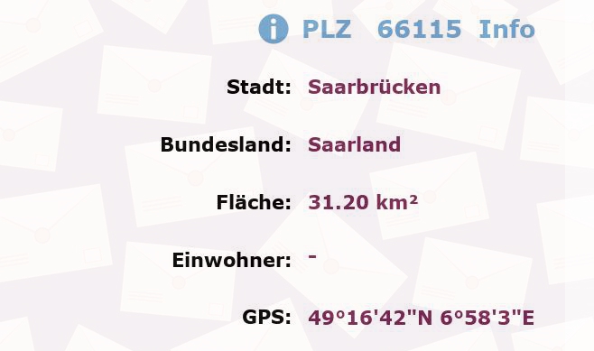 Postleitzahl 66115 Saarbrücken, Saarland Information