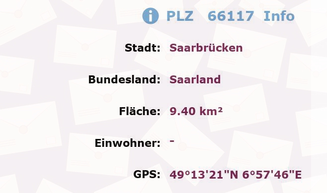 Postleitzahl 66117 Saarbrücken, Saarland Information