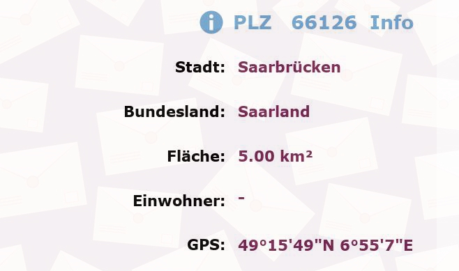 Postleitzahl 66126 Saarbrücken, Saarland Information