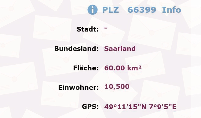 Postleitzahl 66399 Saarland Information