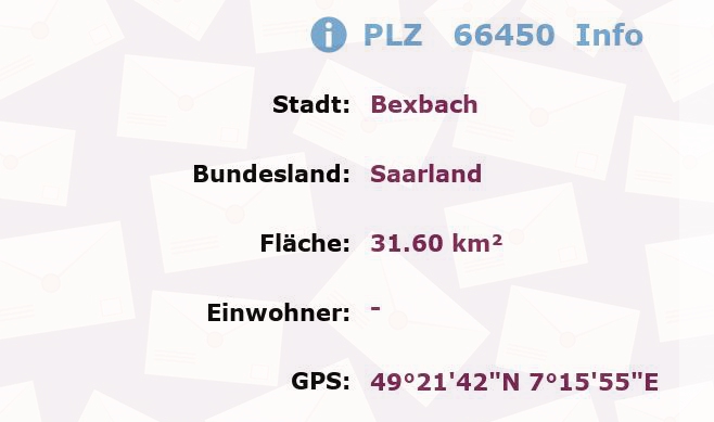 Postleitzahl 66450 Bexbach, Saarland Information