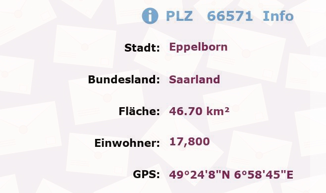 Postleitzahl 66571 Eppelborn, Saarland Information