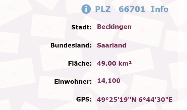 Postleitzahl 66701 Beckingen, Saarland Information