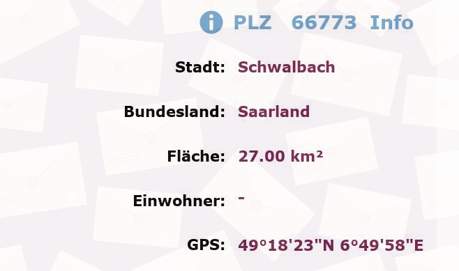 Postleitzahl 66773 Schwalbach, Saarland Information