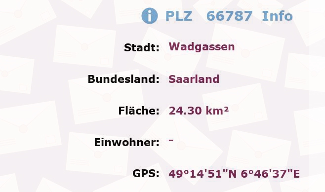 Postleitzahl 66787 Wadgassen, Saarland Information