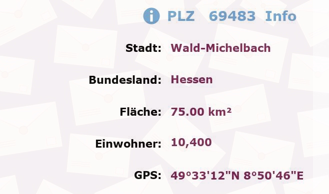 Postleitzahl 69483 Wald-Michelbach, Hessen Information