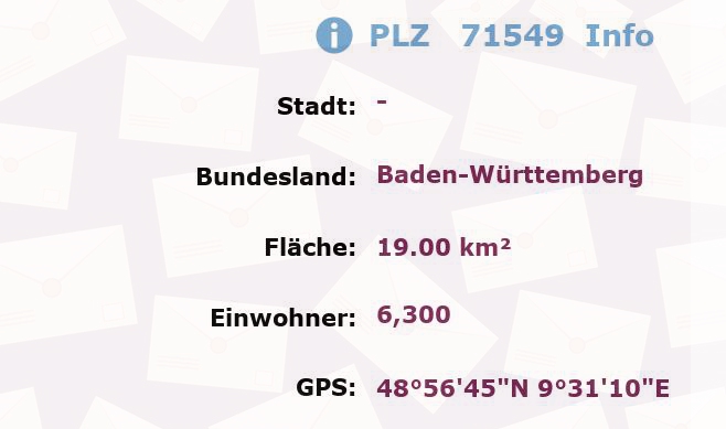 Postleitzahl 71549 Baden-Württemberg Information