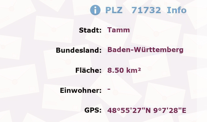 Postleitzahl 71732 Tamm, Baden-Württemberg Information