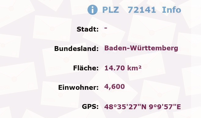 Postleitzahl 72141 Baden-Württemberg Information