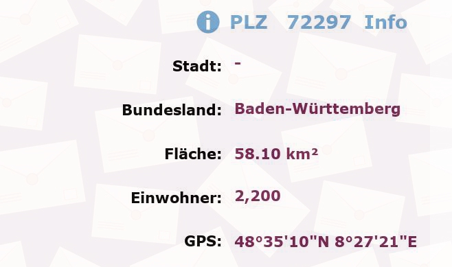 Postleitzahl 72297 Baden-Württemberg Information