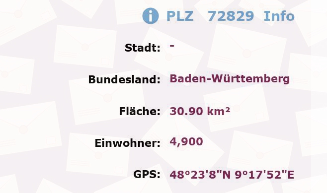 Postleitzahl 72829 Baden-Württemberg Information