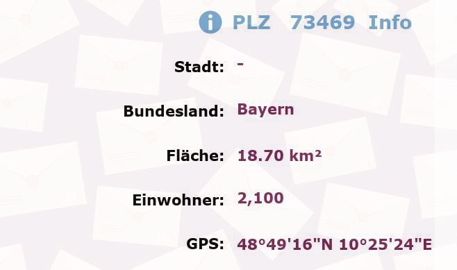 Postleitzahl 73469 Bayern Information