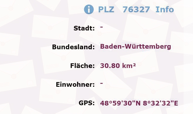 Postleitzahl 76327 Baden-Württemberg Information