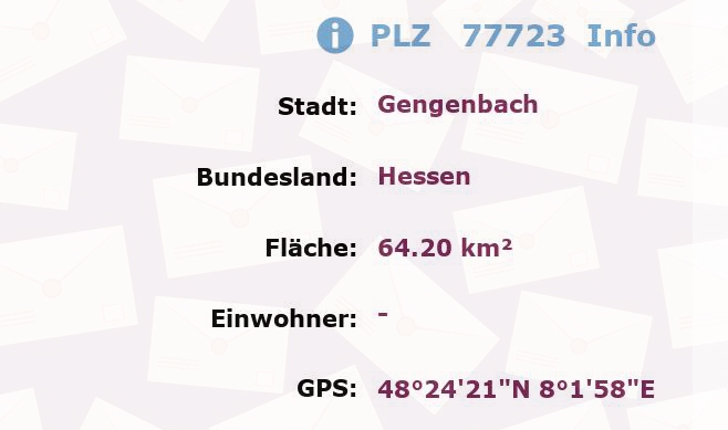 Postleitzahl 77723 Gengenbach, Hessen Information